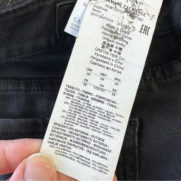 A/X Armani Exchange J01 Super Skinny Coated Black Jeans 29 - Picture 9 of 11